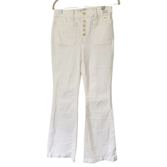 NWD Madewell Flea Market Flare Jeans Pure White Stretch Denim Jeans Size 26 - Picture 4 of 13